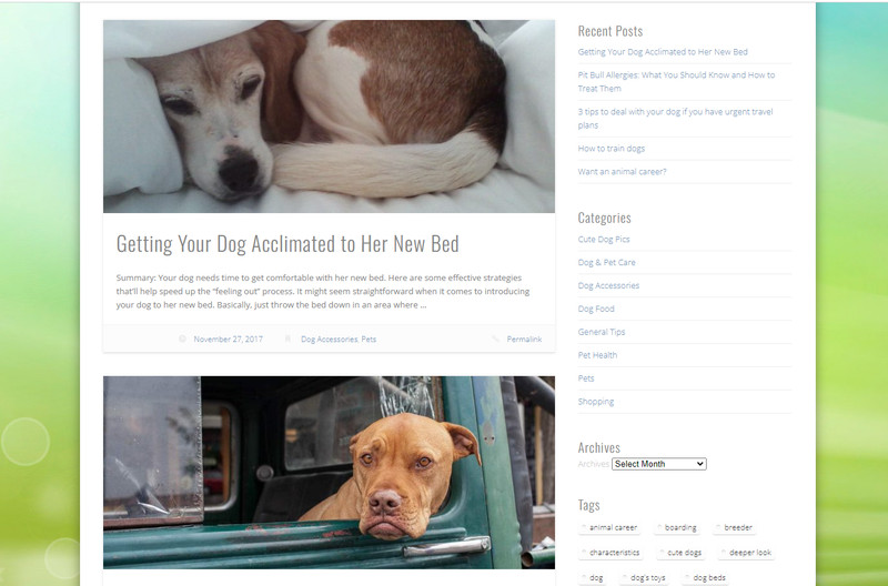 Dog Pet website blog for sale, established + Domain name + Free Hosting gallery
