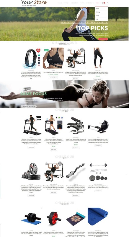 Exercise & Fitness Store – eCommerce Amazon Affiliate/Dropship + Free Hosting