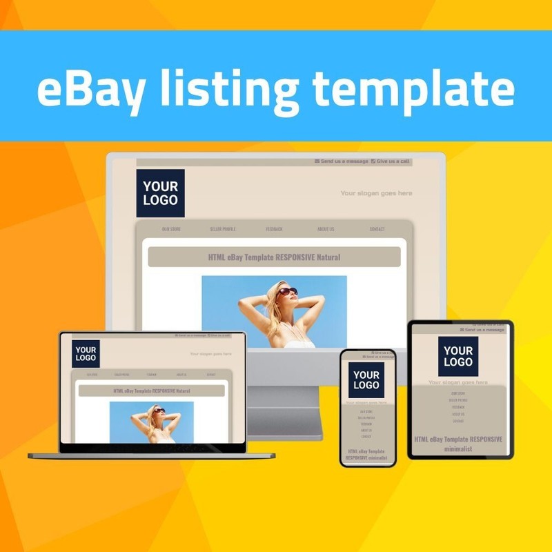eBay Template RESPONSIVE Natural – pastel – editor included – no html needed