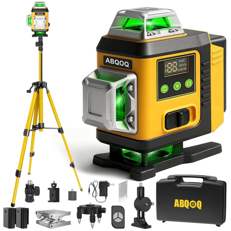 Laser Level - Laser Level 360 Self Leveling with Tripod, 4 x 360 Lazer Levele...