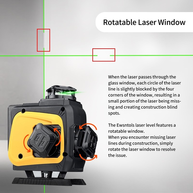 4✕360 Laser Level with Rotatable Window - 4D Self Leveling Laser Level fo gallery