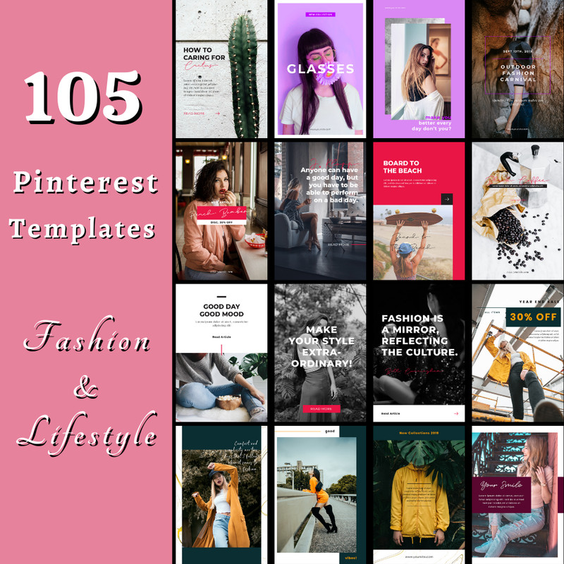 105 Pinterest Templates “Fashion & Lifestyle” für deinen Social Media Auftritt