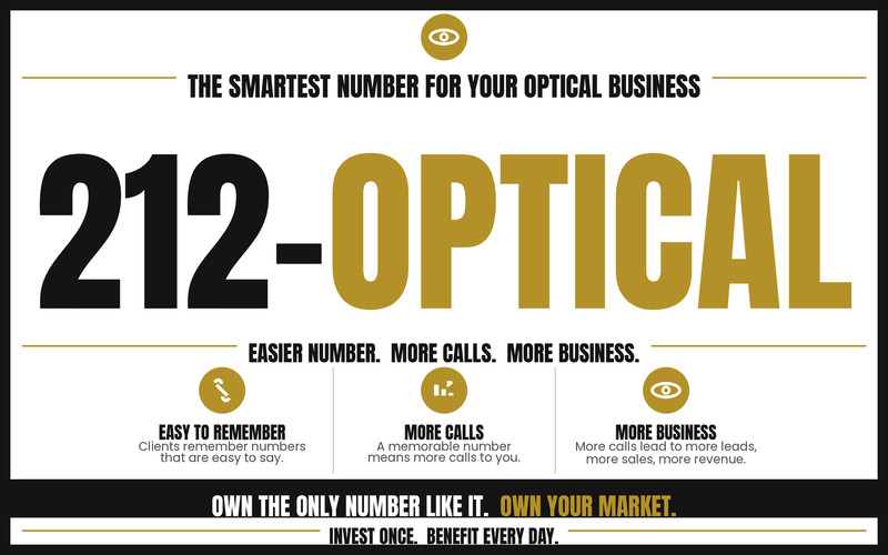 212-OPTICAL Vanity Number | NYC Optician & Eyewear | iPhone 12 Included