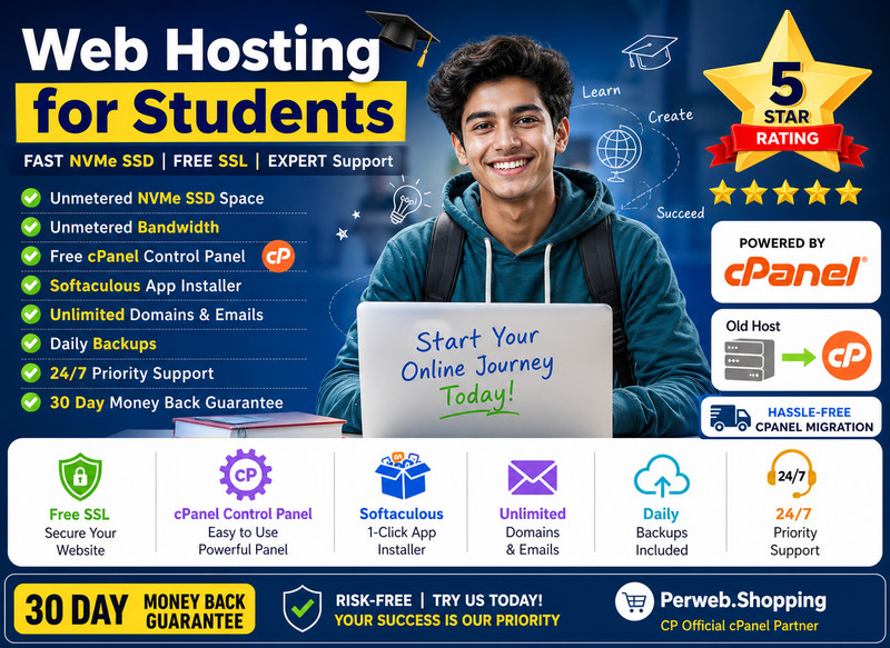 Web Hosting for Students – 🎓 Unlimited SSD, Secure SSL, Email | Fast $14.99/Yr