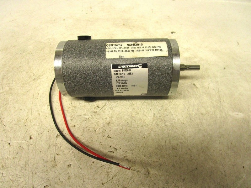 GROSCHOPP PM8014 0911-2553 160VDC DC MOTOR 1.10A 178W 2950 RPM 3.7IN-LBS