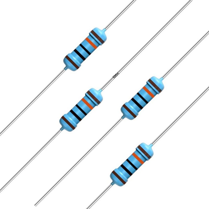 100PCS 100K ohm Resistor 1/4w (0.25 Watt) ±1% Tolerance Metal Film Fixed Re