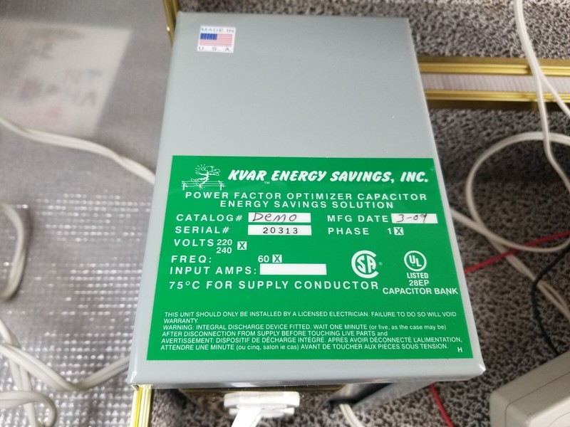 Kvar Demo Energy Savings Electricity Power Saver, TESTED 1/3 Hp Motor gallery