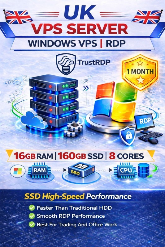 USA Windows VPS RDP Server 16GB RAM 160GB SSD Fast Remote Desktop Hosting