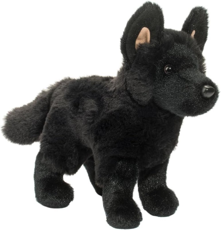 Douglas Harko Black German Shepherd Dog Plush Stuffed 8" (20 cm) Long,