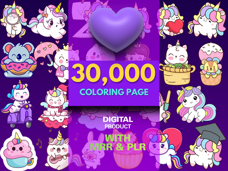 30,000 Page Ultimate Coloring & Activity Mega-Bundle | MRR PLR Resell Right