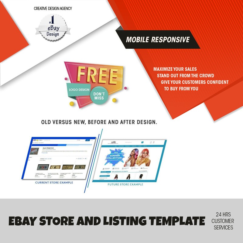 Full Professional eBay Shop Store & Listing Template Design + LOGO DESIGN 2021