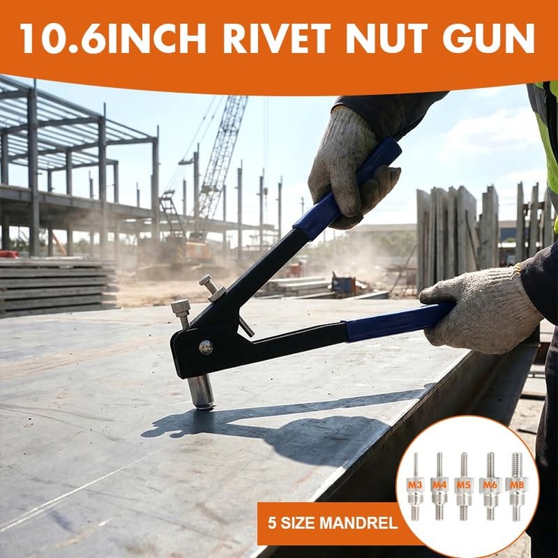 Rivet Nut Tool Kit with 5 Mandrels(M3,M4,M5,M6,M8) & 470PcsMetric Rivet Nuts ... gallery