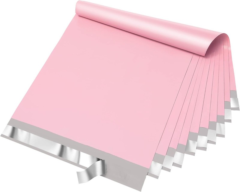 50 Pack Poly Mailers 14.5×19 Shipping Bags Self Seal Waterproof Light Pink