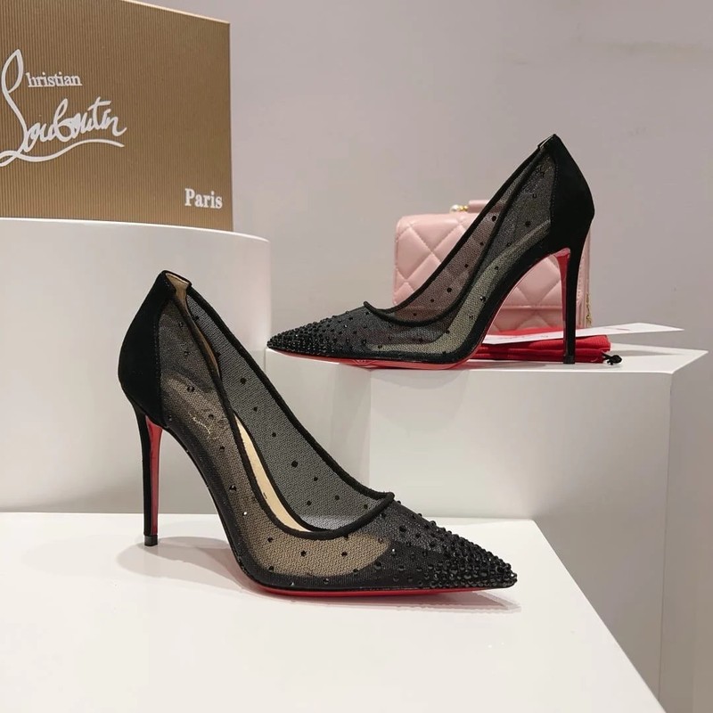Follies Strass 100 mm Pumps - Mesh and strass - Black gallery
