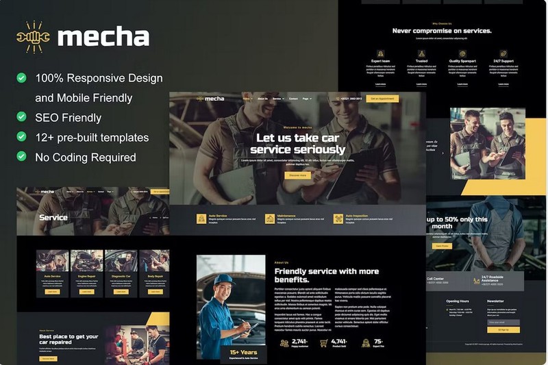 Car Repair & Auto Service Elementor Template Kit – Mecha