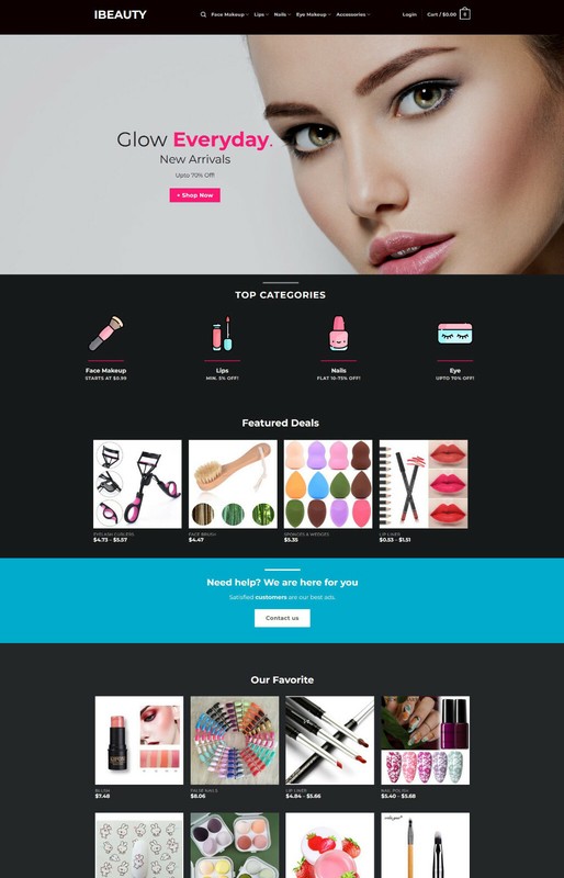 Beauty Tools, Makeup Accessories Store Drop Shipping Website + Free Hosting SSL