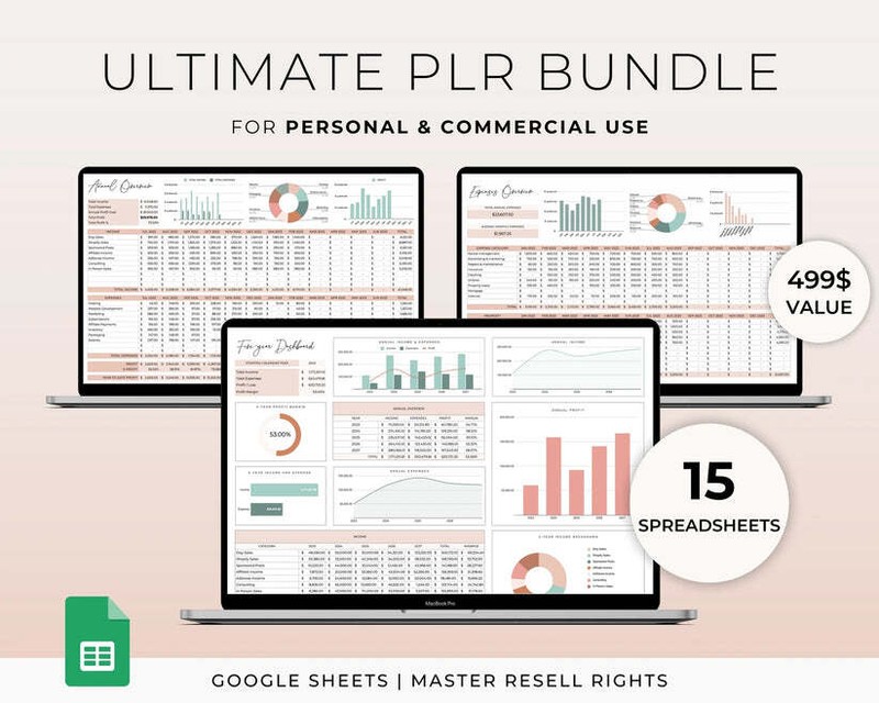 Spreadsheet Bundle Digital Products MRR Commercial License PLR