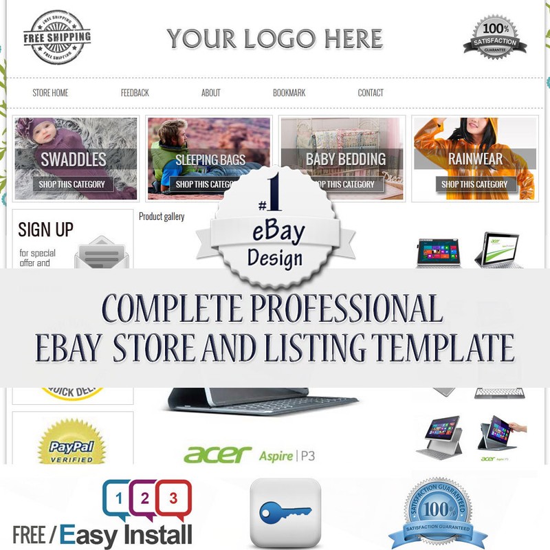 Professional Ebay Store and Listing Template banner slider and Picture Gallery
