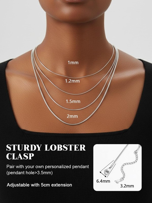 FOCALOOK Snake Chain Necklace, 1/1.2/1.5/2mm 14K Gold Plated Womens Chains | ... gallery
