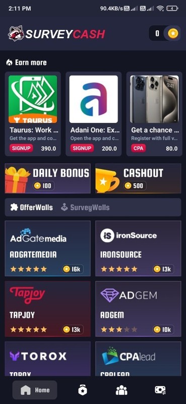 SurveyCash - Android Survey & Offerwall App with Laravel Admin Panel gallery