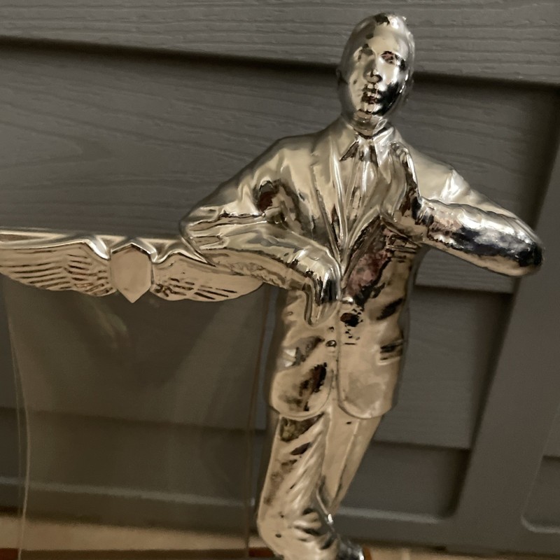 Rare Vintage Silver Man Salesman Business Advertising Store Display Stand gallery