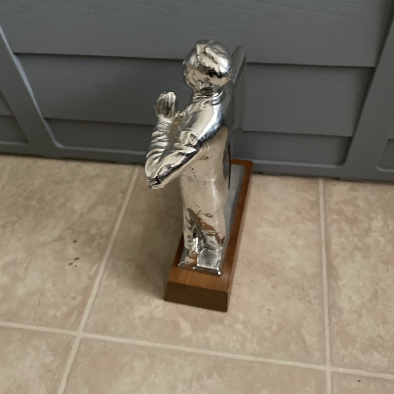 Rare Vintage Silver Man Salesman Business Advertising Store Display Stand gallery