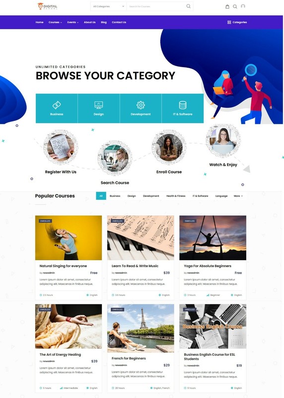 Online School Course Enrollment / eLearning Website – Free Host+Install