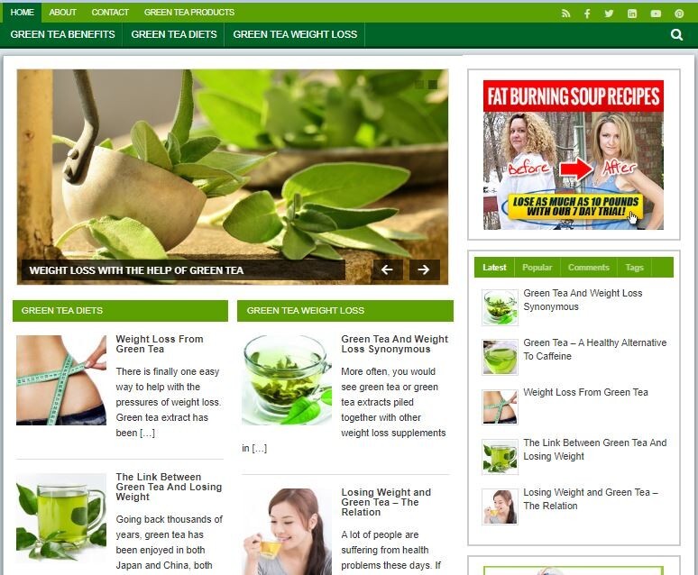 Green Tea Ready Made Blog Turnkey Niche Website Business for Sale