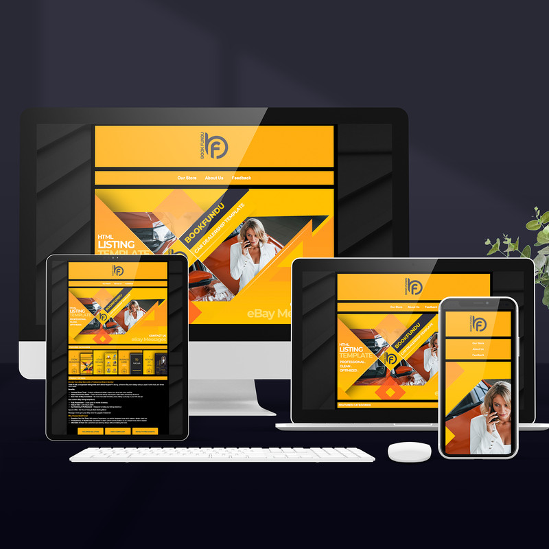 HTML eBay Listing Template & Store Branding | Dark Theme | Car & Automotive