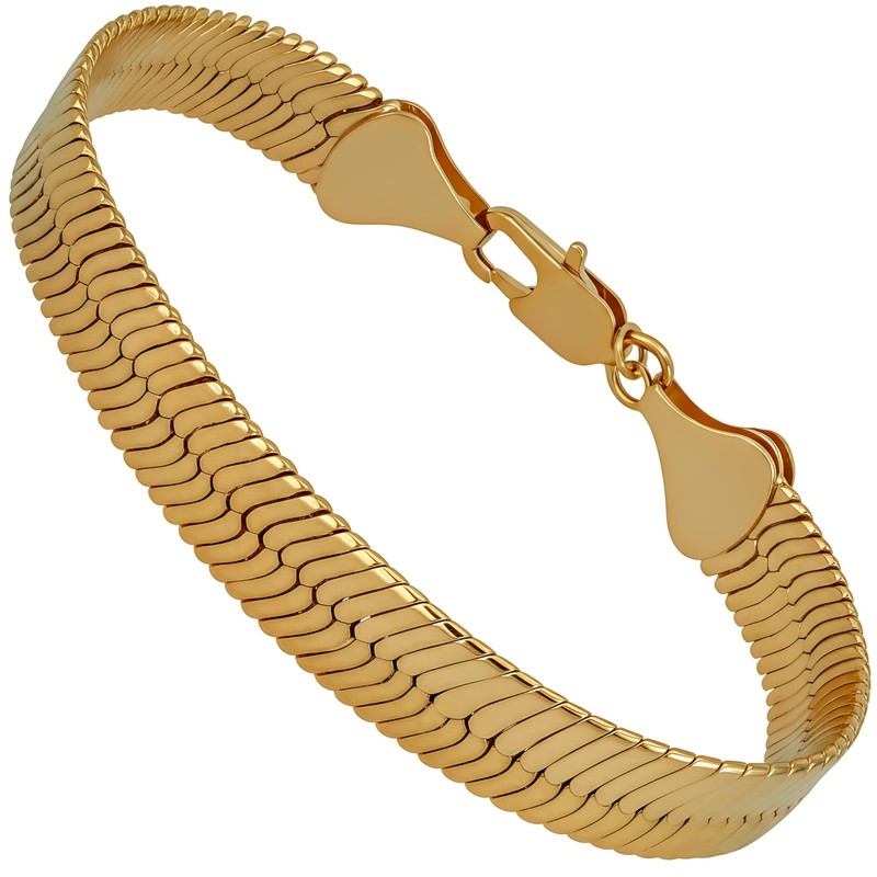 LIFETIME JEWELRY Luxury 24k Real Gold Plated Bracelet Flexible Herringbone Br…