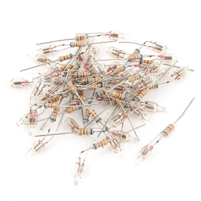 200Pc 5x13mm Orange Light Neon Bulb Indicator Lamp 100V-220V w Resistor M4407 QL