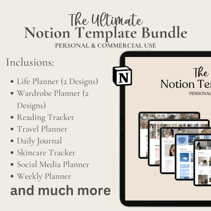 120 Notion Templates Bundle | PLR & MRR Rights | Editable Digital Planners gallery