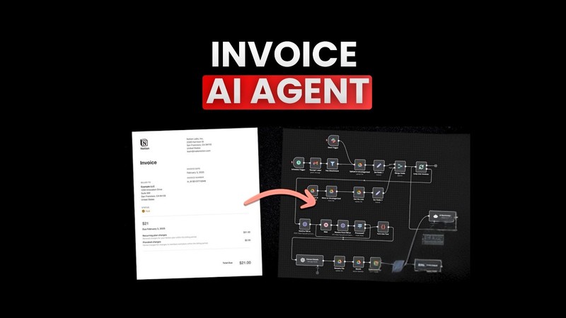 Invoice AI Agent That Handles AI Automation Workflows for n8n | JSON Templates gallery