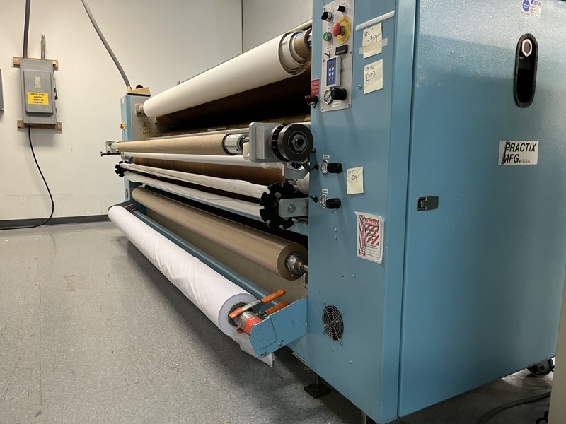 Dye sublimation fabric graphics system, Roland 1045 printer, Practix press gallery
