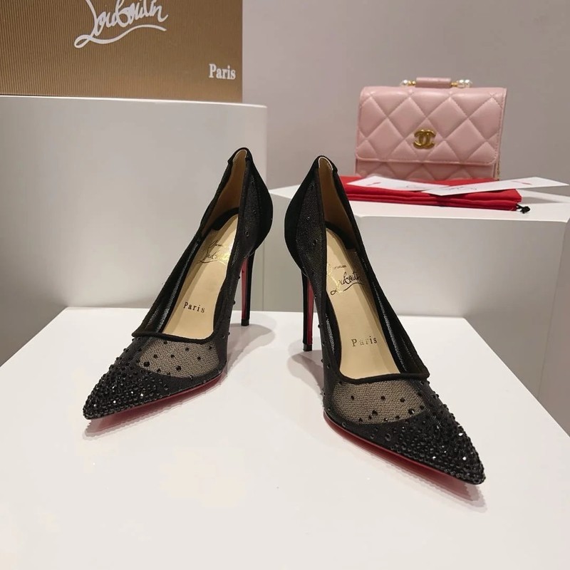 Follies Strass 100 mm Pumps - Mesh and strass - Black gallery