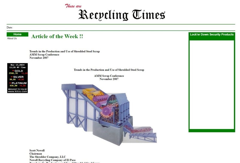 RecyclingTimes.com for sale. Premium Legacy Domain name Aged over 20 Years
