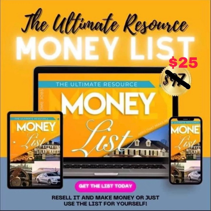The Money List WAH Jobs Business Loans/Grant Info Digital Product PLR Resell