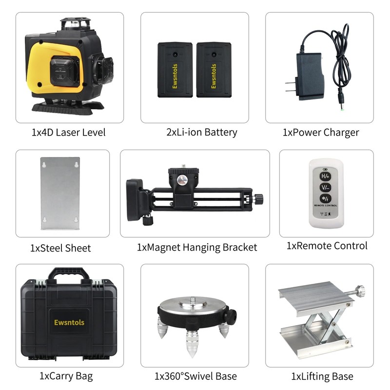 4✕360 Laser Level with Rotatable Window - 4D Self Leveling Laser Level fo gallery
