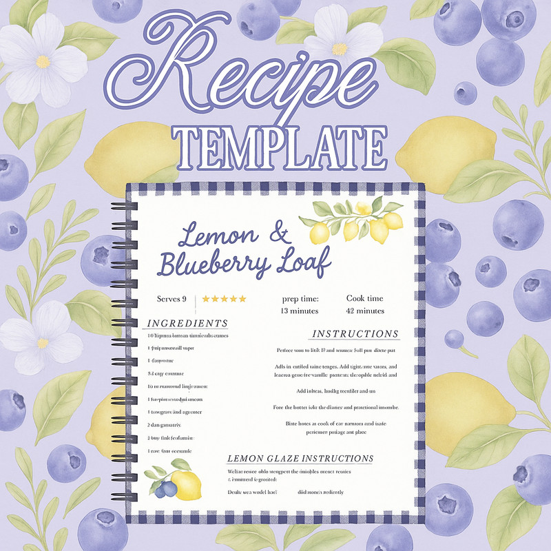 Canva Template – Recipe Page ,Canva Editable Template