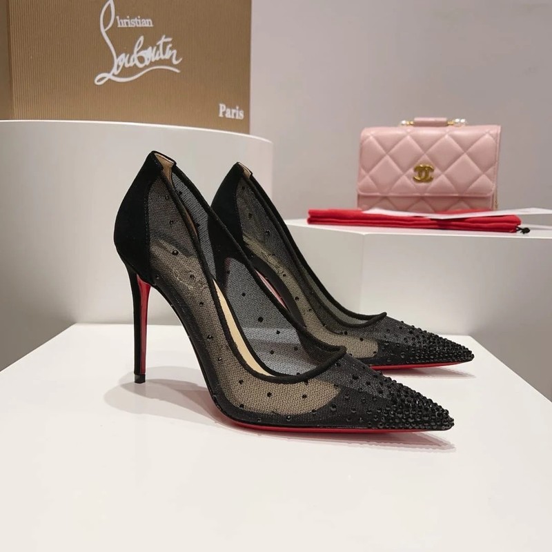 Follies Strass 100 mm Pumps - Mesh and strass - Black gallery