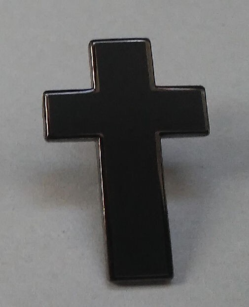 black Cross brass/enamel 1" lapel pin with butterfly clutch