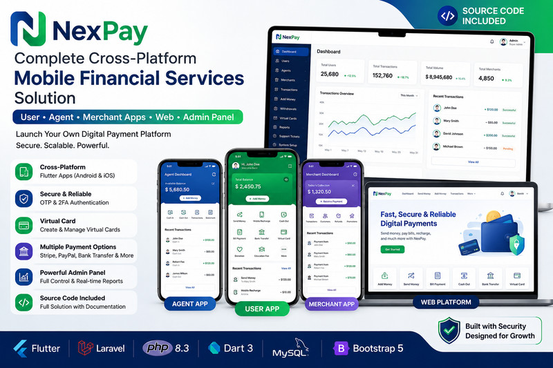 NexPay – Mobile Financial Service Solution Flutter Apps + Laravel Admin Panel