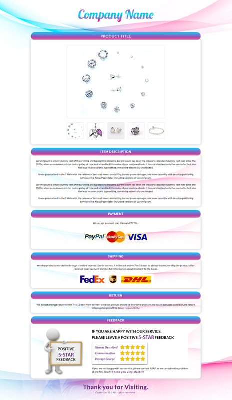 eBay Mobile Responsive eBay Listing Template Auction Template