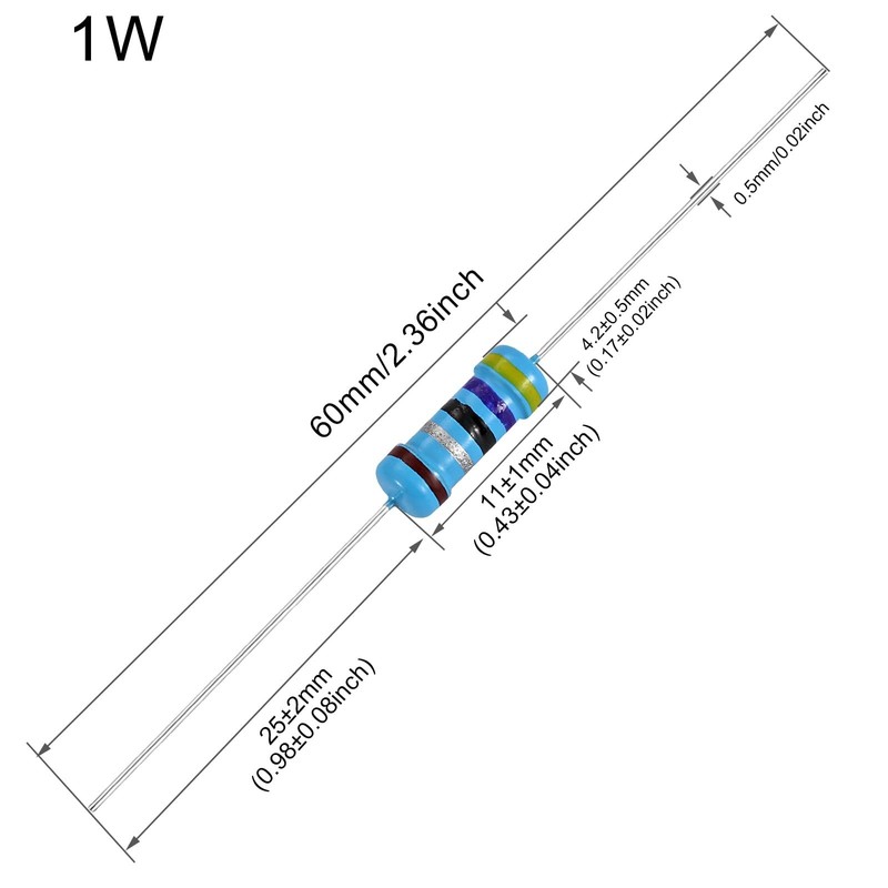 100pcs 10 ohm Resistor 1W, 1 Watt ±1% Tolerance Metal Film Fixed Resistor, gallery