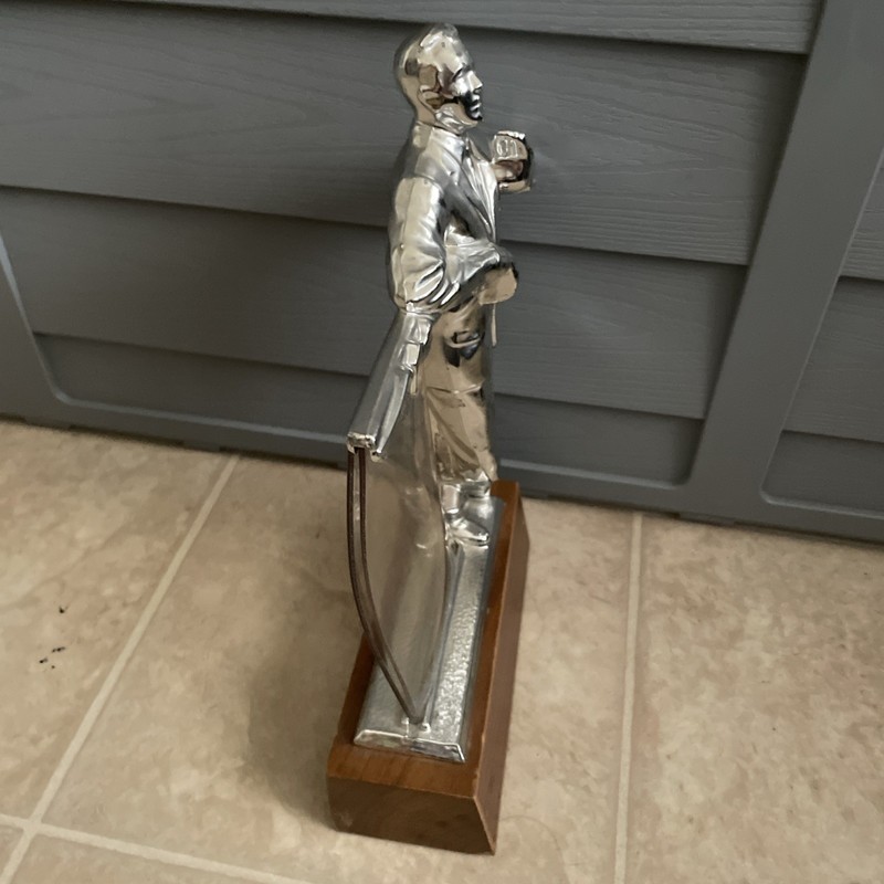 Rare Vintage Silver Man Salesman Business Advertising Store Display Stand gallery