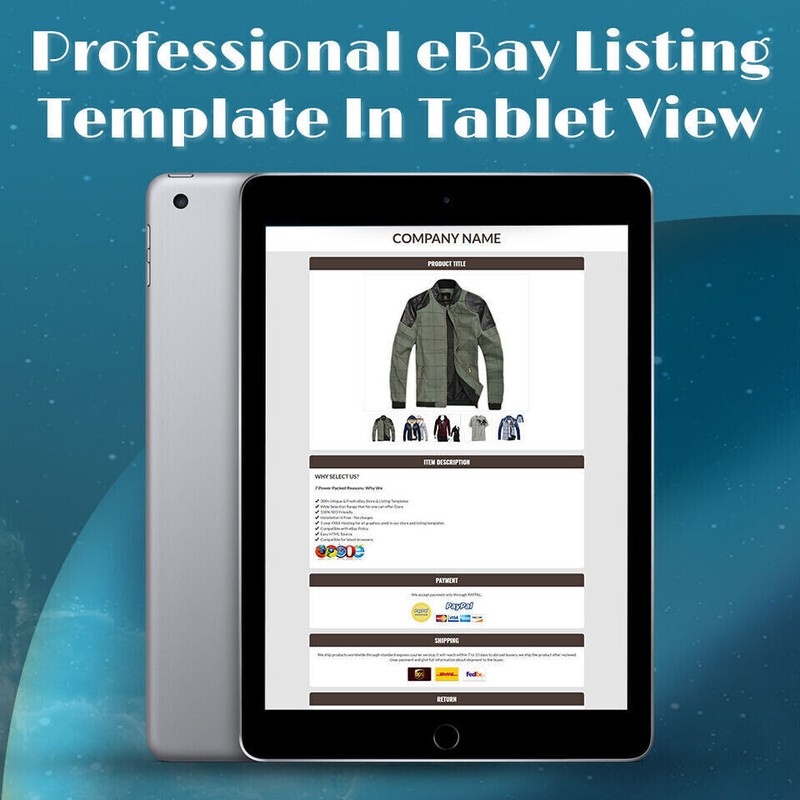 eBay Listing Template HTML Professional Mobile Responsive Design 2019 Universal gallery