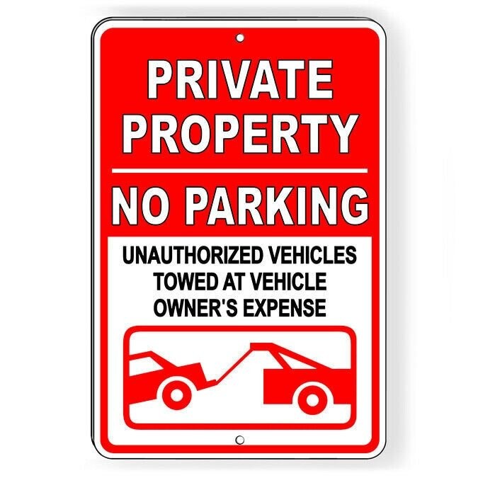 Private Property No Parking Vehicles Towed Sign / Decal Sp008 / Magnetic Sign