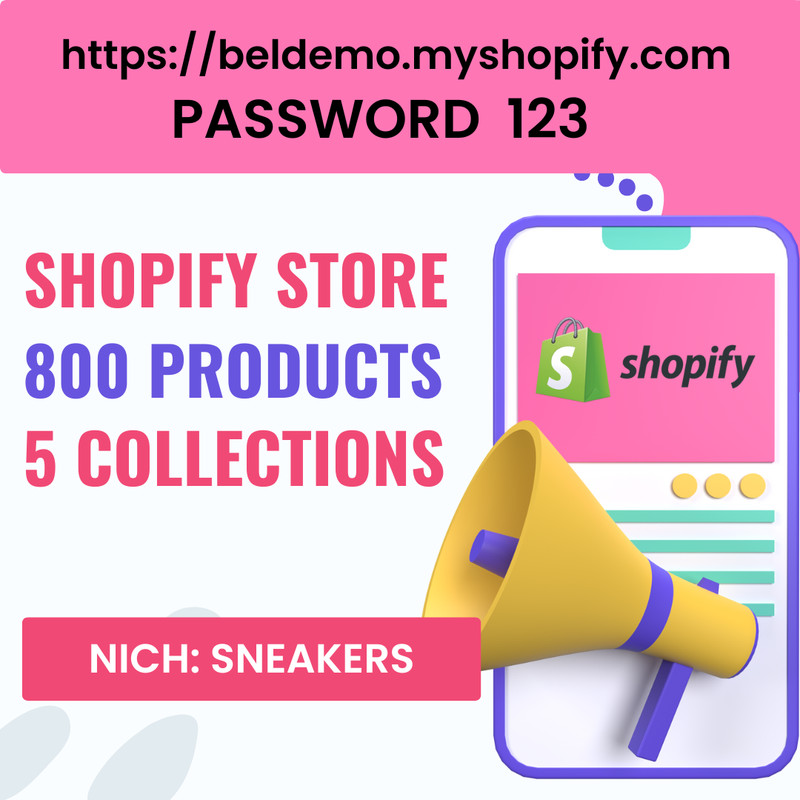 READY-MADE DROPSHIPPING Shopify Store - Sneakers - 800 Products - 5 Collections