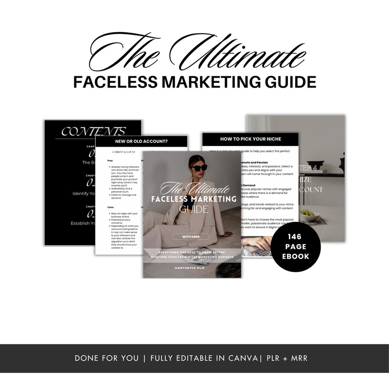 Faceless Digital Marketing Bundle with PLR & MRR | 8 Editable Canva Templates | gallery