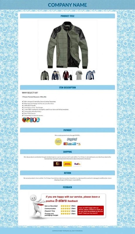 eBay Listing Template Responsive Mobile Design HTML Professional Design